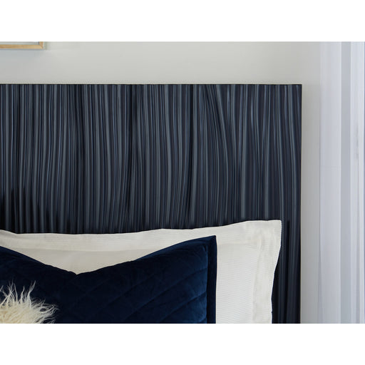 Modus Furniture Argento Wave Patterned Bed in Navy Blue and Burnished Brass  9DKBH  Image 1