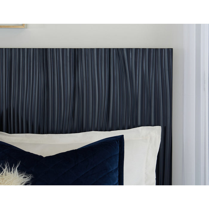 Modus Furniture Argento Wave Patterned Bed in Navy Blue and Burnished Brass  9DKBH  Image 1
