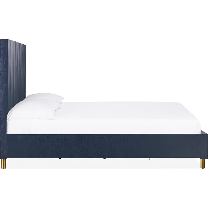 Modus Furniture Argento Wave Patterned Bed in Navy Blue and Burnished Brass  9DKBH  Image 4