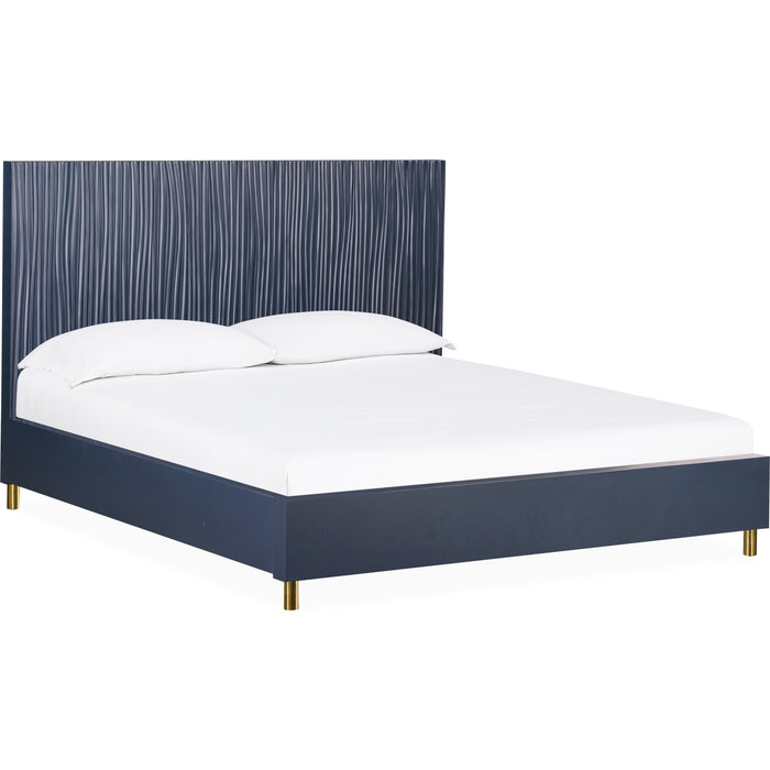 Modus Furniture Argento Wave Patterned Bed in Navy Blue and Burnished Brass  9DKBH  Image 6