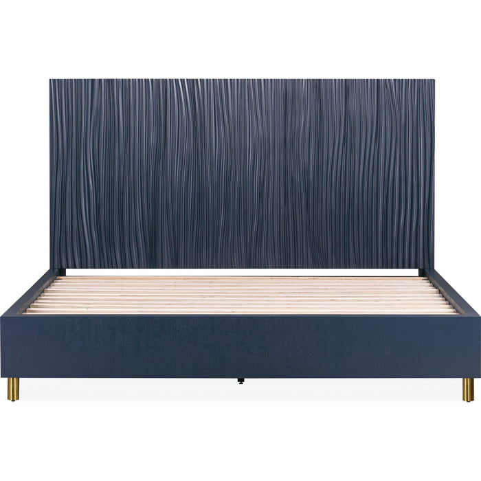 Modus Furniture Argento Wave Patterned Bed in Navy Blue and Burnished Brass  9DKBH  Image 8