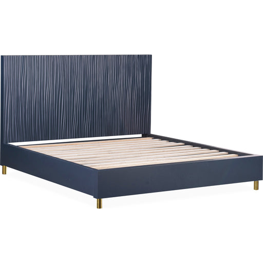 Modus Furniture Argento Wave Patterned Bed in Navy Blue and Burnished Brass  9DKBH  Image 9