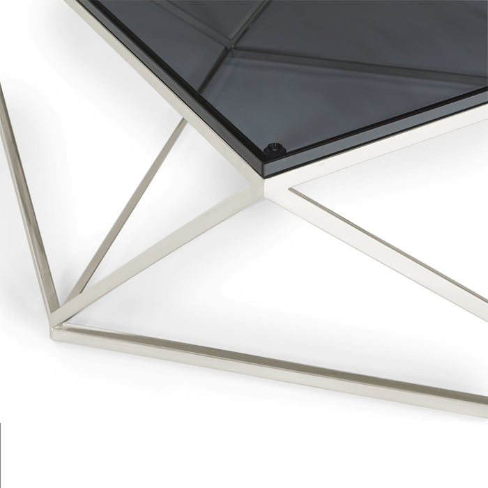 Modus Aria Smoked Glass and Polished Stainless Steel Coffee Table Image 3