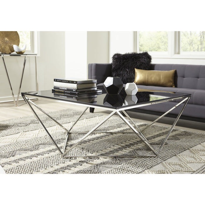 Modus Aria Smoked Glass and Polished Stainless Steel Coffee Table Main Image