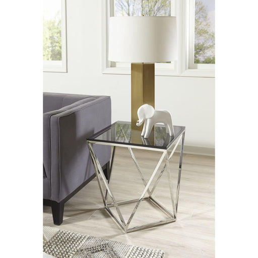 Modus Aria Smoked Glass and Polished Stainless Steel End Table Main Image