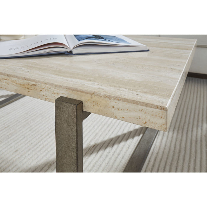 Modus Furniture Ariela Natural Travertine Coffee Table with Bronze Metal Base 655450330896 FLBK21 Image 3