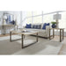 Modus Ariela Natural Travertine Console Table with Bronze Metal Base Image 1