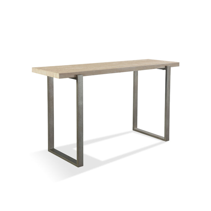 Modus Ariela Natural Travertine Console Table with Bronze Metal Base Image 4