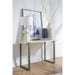 Modus Ariela Natural Travertine Console Table with Bronze Metal Base Main Image