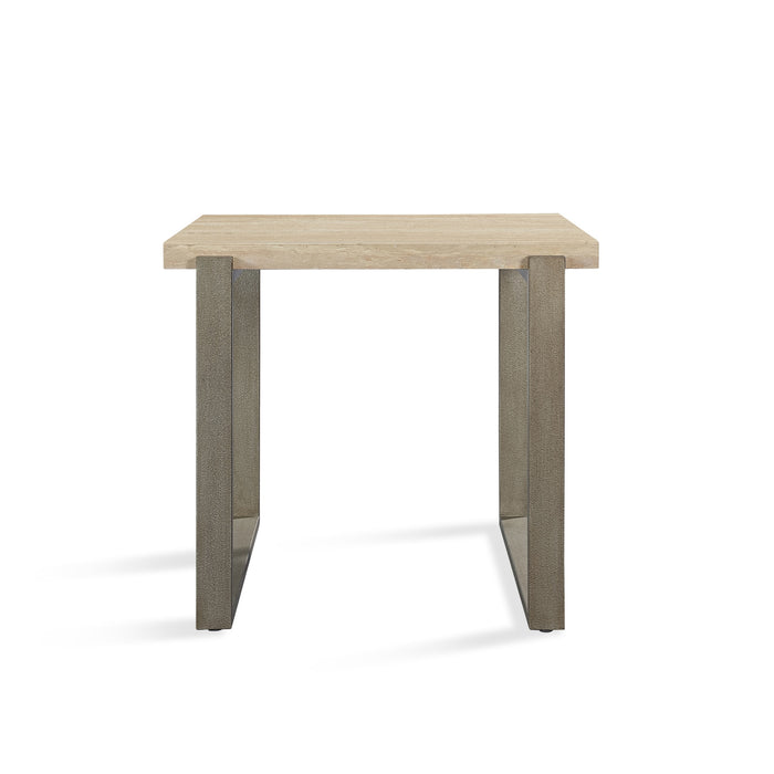 Modus Ariela Natural Travertine End Table with Bronze Metal Base Image 4