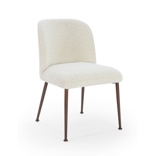 Modus Avery Upholstered Dining Chair in Ricotta Boucle and Bronze Metal Image 1