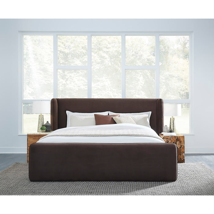 Modus Bacall Velvet Upholstered Wingback Platform Bed in ColaMain Image