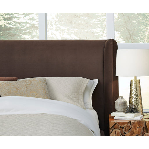 Modus Furniture Bacall Velvet Upholstered Wingback Platform Bed in Cola (2026)  PCRJK  Image 1