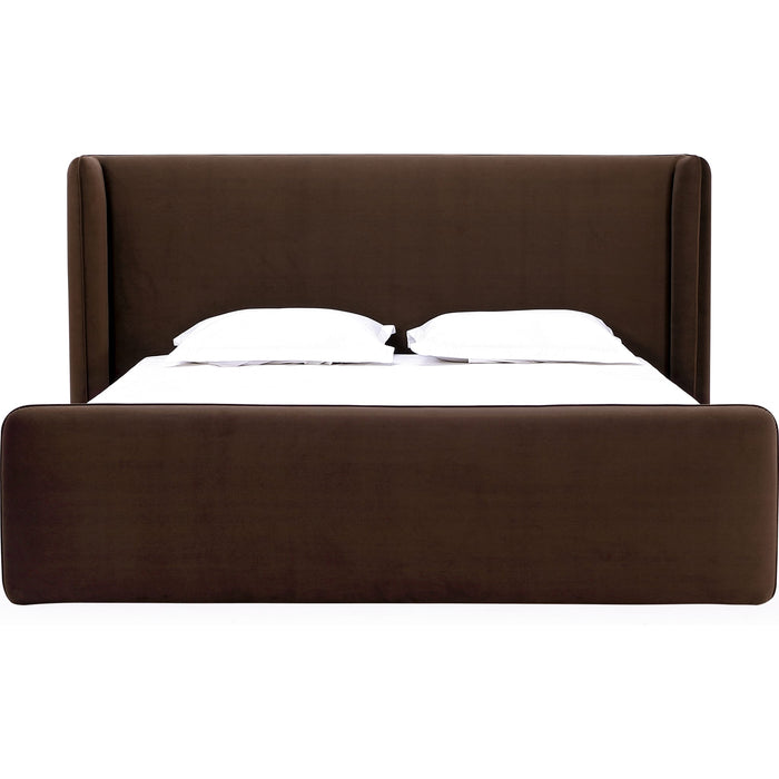Modus Furniture Bacall Velvet Upholstered Wingback Platform Bed in Cola  PCRJH  Image 4