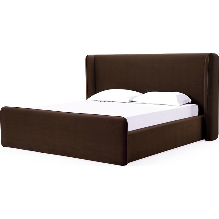Modus Furniture Bacall Velvet Upholstered Wingback Platform Bed in Cola  PCRJH  Image 5