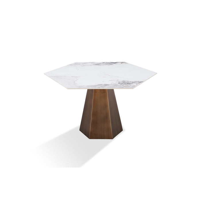 Modus Balos Stone Top Hexagonal Dining Table in Chanelle and Bronze Image 3
