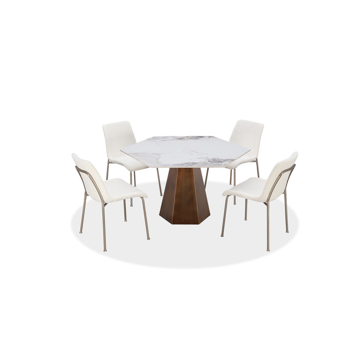 Modus Balos Stone Top Hexagonal Dining Table in Chanelle and Bronze Image 4
