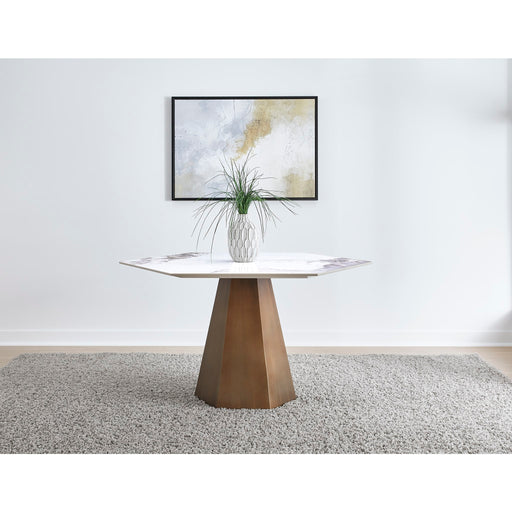 Modus Balos Stone Top Hexagonal Dining Table in Chanelle and Bronze Main Image