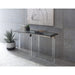 Modus Bastian Console Table in Clear Acrylic and Gunmetal Polished Stainless Steel Main Image