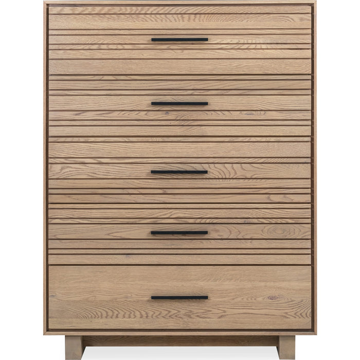 Modus Furniture Batten Five Drawer Slatted Chest in Blonde Oak 655450418556 NERM84 Image 1