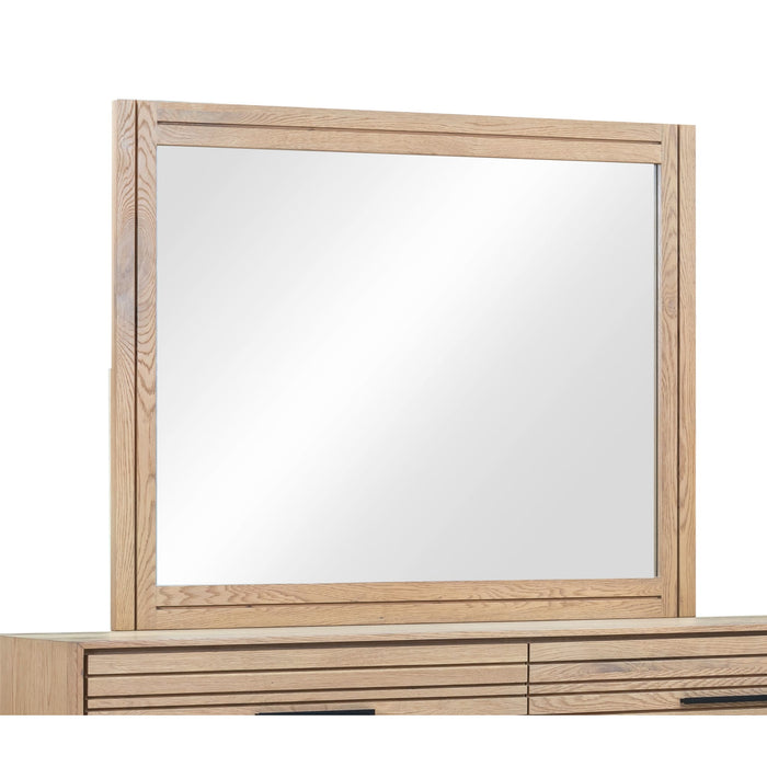 Modus Batten Solid Wood and Mirrored Glass Wall or Dresser Mirror in Blonde Oak Image 2
