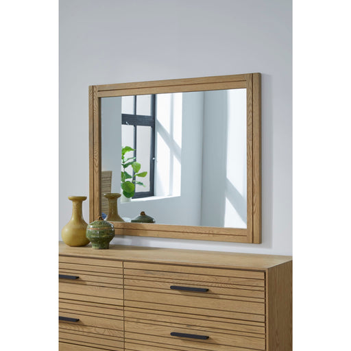 Modus Batten Solid Wood and Mirrored Glass Wall or Dresser Mirror in Blonde Oak Main Image