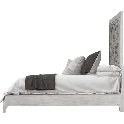 Modus Furniture Boho Chic Carved Platform Bed in Washed White  1JQ9H  Image 6