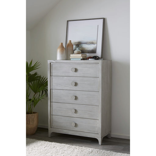Modus Furniture Boho Chic Five Drawer Chest in Washed White (2024) 655450432552 1JQ984A Main Image