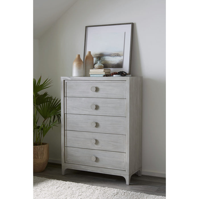 Modus Furniture Boho Chic Five Drawer Chest in Washed White (2024) 655450432552 1JQ984A Main Image