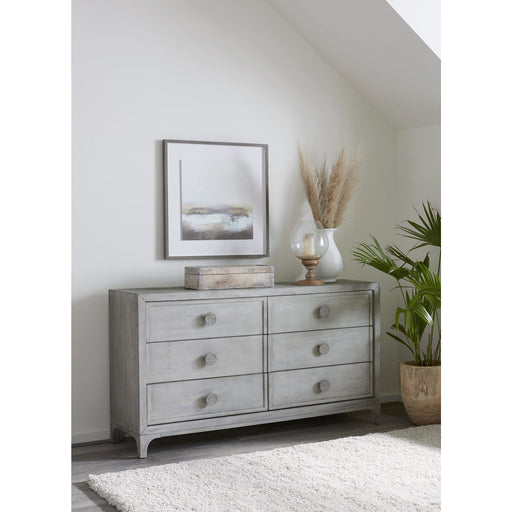 Modus Furniture Boho Chic Six Drawer Dresser in Washed White (2024) 655450432545 1JQ982A Main Image
