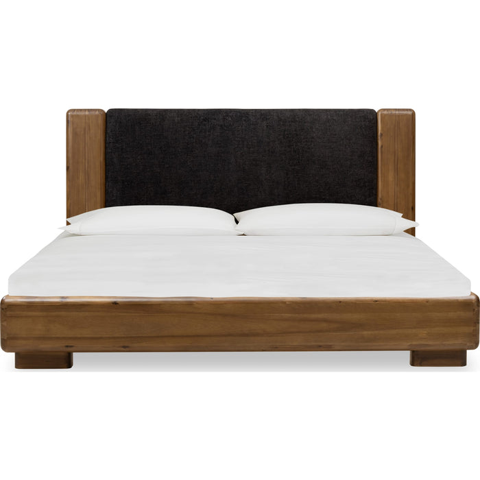 Modus Furniture Boka Chenille Upholstered Acacia Wood Platform Bed in Black and Impala  TVXUH  Image 3