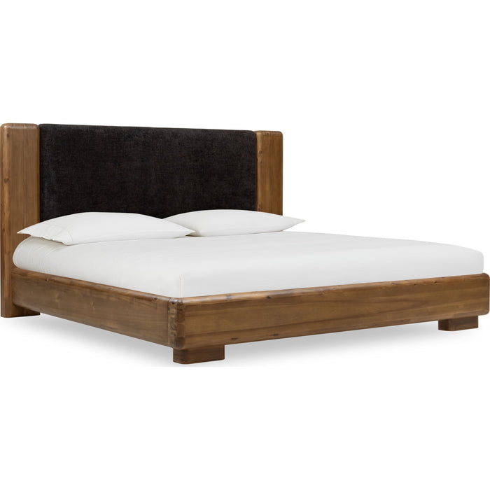 Modus Furniture Boka Chenille Upholstered Acacia Wood Platform Bed in Black and Impala  TVXUH  Image 4