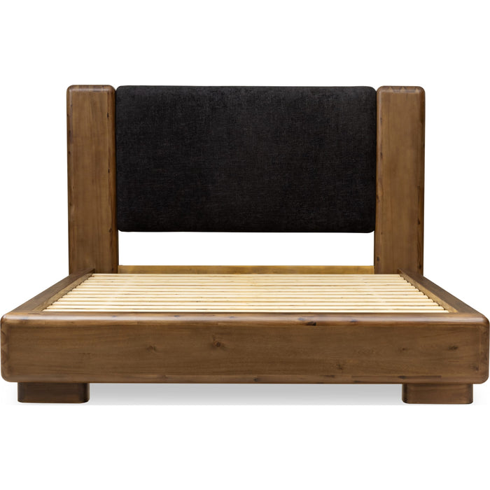 Modus Furniture Boka Chenille Upholstered Acacia Wood Platform Bed in Black and Impala  TVXUH  Image 6