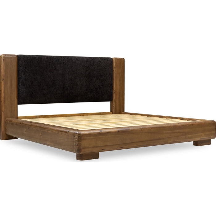 Modus Furniture Boka Chenille Upholstered Acacia Wood Platform Bed in Black and Impala  TVXUH  Image 7