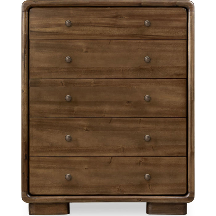 Modus Furniture Boka Five Drawer Acacia Wood Chest in Impala 655450474934 TVXU84 Image 1