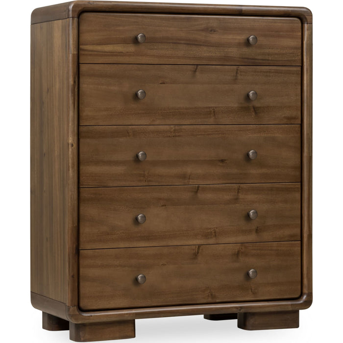 Modus Furniture Boka Five Drawer Acacia Wood Chest in Impala 655450474934 TVXU84 Image 2