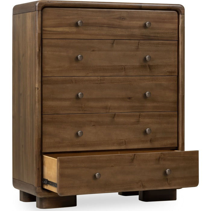Modus Furniture Boka Five Drawer Acacia Wood Chest in Impala 655450474934 TVXU84 Image 3