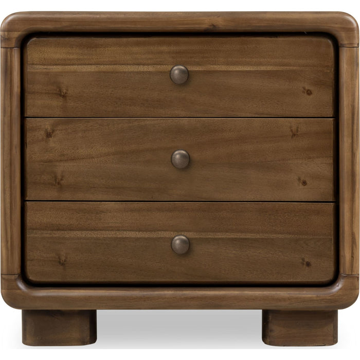 Modus Furniture Boka Three Drawer Acacia Wood Nightstand in Impala  655450474743 TVXU81B Image 1