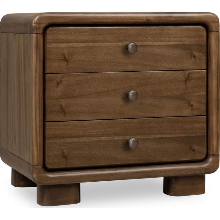 Modus Furniture Boka Three Drawer Acacia Wood Nightstand in Impala  655450474743 TVXU81B Image 2