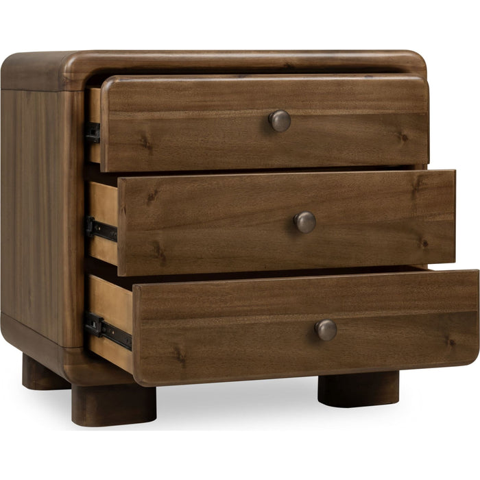 Modus Furniture Boka Three Drawer Acacia Wood Nightstand in Impala  655450474743 TVXU81B Image 3