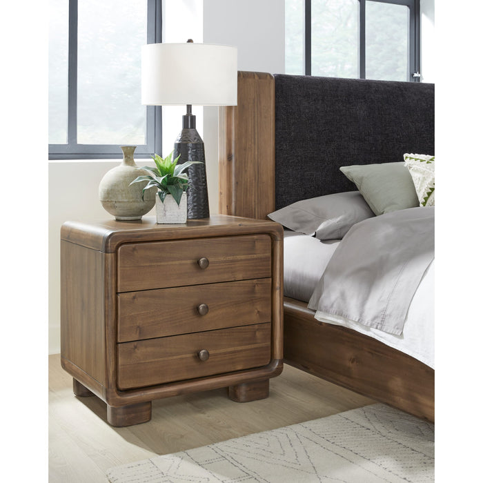 Modus Furniture Boka Three Drawer Acacia Wood Nightstand in Impala  655450474743 TVXU81B Main Image