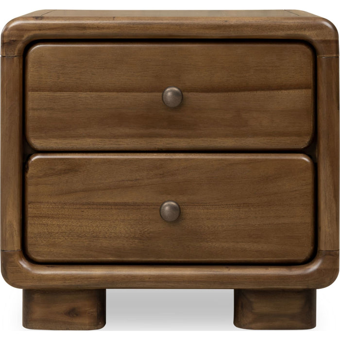 Modus Furniture Boka Two Drawer Acacia Wood Nightstand in Impala  655450474736 TVXU81 Image 1
