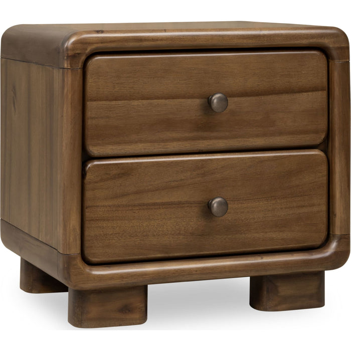 Modus Furniture Boka Two Drawer Acacia Wood Nightstand in Impala  655450474736 TVXU81 Image 2