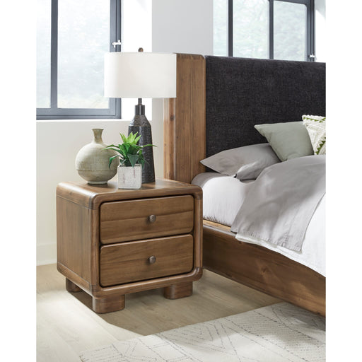 Modus Furniture Boka Two Drawer Acacia Wood Nightstand in Impala  655450474736 TVXU81 Main Image
