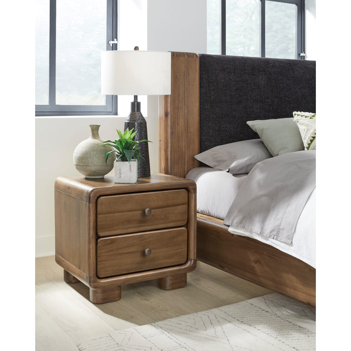 Modus Furniture Boka Two Drawer Acacia Wood Nightstand in Impala  655450474736 TVXU81 Main Image