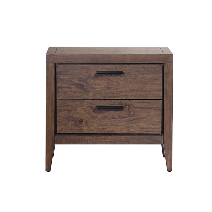 Modus Boracay Two Drawer USB Charging Nightstand in Wild Oats Brown Image 1