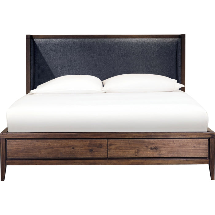 Modus Furniture Boracay Upholstered Wingback Storage Bed in Wild Oats Brown  LWY6H  Image 3