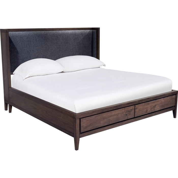 Modus Furniture Boracay Upholstered Wingback Storage Bed in Wild Oats Brown  LWY6H  Image 6