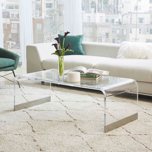 Modus Bowie Coffee Table in Clear Acrylic and Brushed Stainless Steel Main Image