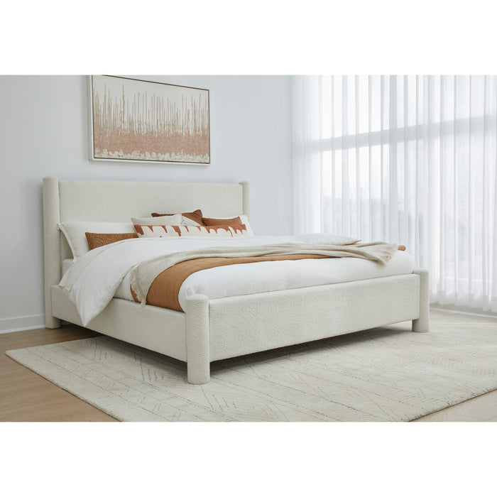 Modus Furniture Burke Upholstered Platform Bed in Cottage Cheese Boucle  MQMZU  Image 2